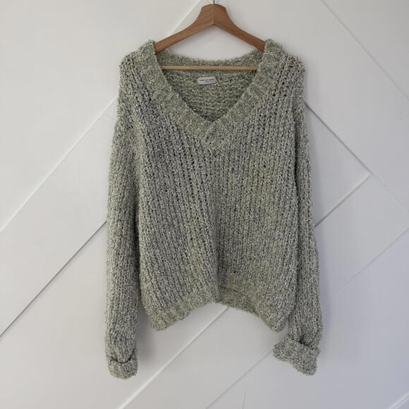 Dries Van Noten Teodora V-Neck Metallic Textured Knit Sweater Jumper Large - Picture 4 of 8